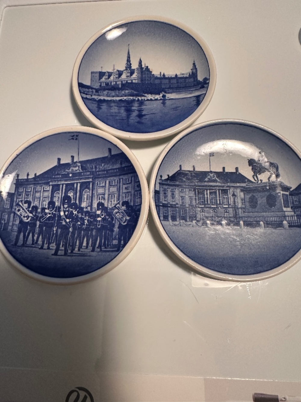 Set of Three Danish Blue and White Decorative Plates Royal Copenhagen